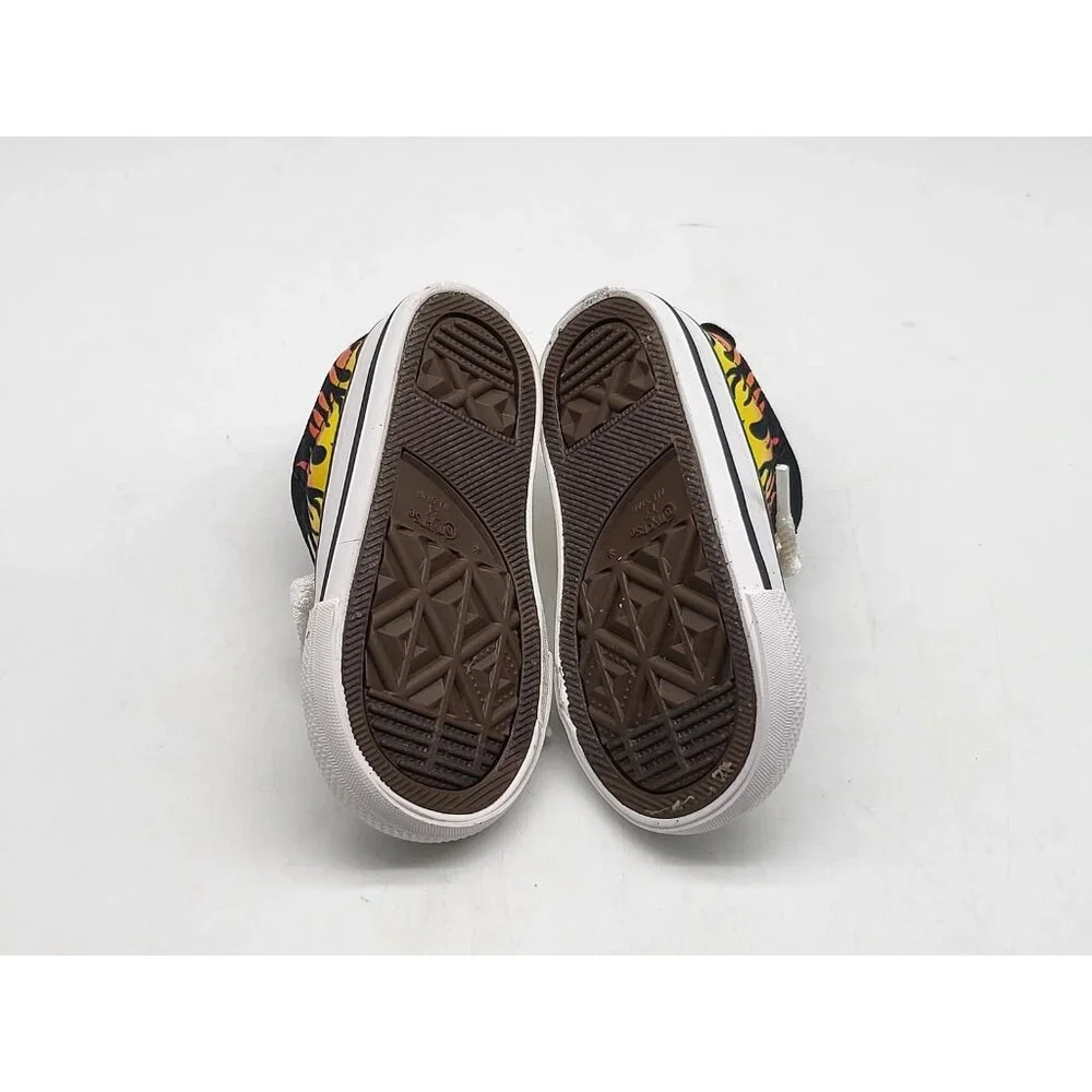 Converse All‎ Star Shoes Infant Size 5 Black Yellow Flame Print Low Top Sneakers
